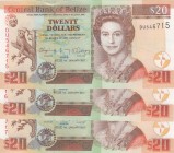 Belize, 20 Dollars, 2017, UNC,pNew, (Total 3 consecutive banknotes)

Serial Number: DU 546715-7
Estimate: 75 - 150 USD