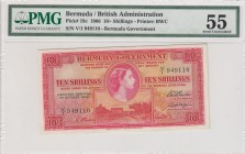 Bermuda, 10 Shillings, 1966, AUNC,p19c
PMG 55, Portrait of Queen Elizabeth II
Serial Number: V/1 949110
Estimate: 175 - 350 USD