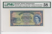 Bermuda, 1 Pound, 1957, AUNC,p20b
Queen II.Elizabeth potrait PMG 58
Serial Number: R/1 537924
Estimate: 125 - 250 USD