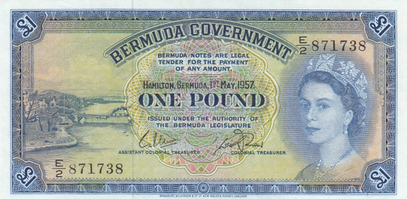 Bermuda, 1 Pound, 1957, UNC,p20c

Serial Number: E/2 871738
Estimate: 200 - 4...