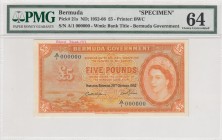 Bermuda, 5 Pounds, 1952, UNC,p21as, SPECİMEN
PMG 64
Serial Number: A/1 000000
Estimate: 1500 - 3000 USD