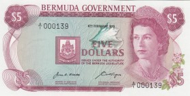 Bermuda, 5 Dollars, 1970, UNC,p24a, Low serial number

Serial Number: A/1 000139
Estimate: 75 - 150 USD