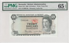 Bermuda, 20 Dollars, 1986, UNC,p31d, Low serial number
PMG 65 EPQ
Serial Number: A/3 000148
Estimate: 250 - 500 USD