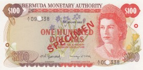 Bermuda, 100 Dollars, 1982, UNC,p33a
Queen II.Elizabeth potrait 
Serial Number: A/1 09338
Estimate: 70 - 140 USD