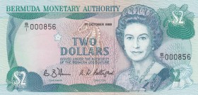 Bermuda, 2 Dollars, 1988, UNC,p34a, Low serial number

Serial Number: B/1 000856
Estimate: 25 - 50 USD