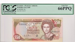 Bermuda, 50 Dollars, 1989, UNC,p38, Low serial number
PCGS 66 PPQ
Serial Number: B/1 000167
Estimate: 150 - 300 USD
