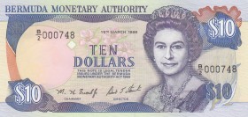 Bermuda, 10 Dollars, 1996, UNC,p42b, Low serial number

Serial Number: B/2 000748
Estimate: 100 - 200 USD