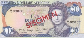 Bermuda, 10 Dollars, 1996, UNC,p42bs, SPECİMEN

Serial Number: B/2 000000
Estimate: 75 - 150 USD