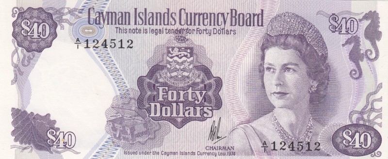 Cayman Islands, 40 Dollars, 1981, UNC,p9a
Portrait of Queen Elizabeth II
Seria...