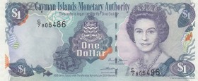 Cayman Islands, 1 Dollar, 2006, UNC,p33d
Queen II.Elizabeth potrait 
Serial Number: C/7 805486
Estimate: 10 - 20 USD