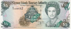 Cayman Islands, 5 Dollars, 2009, UNC,p34b

Serial Number: C/2 599442
Estimate: 15 - 30 USD