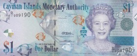 Cayman Islands, 1 Dollar, 2010, UNC,p38a
Portrait of Queen Elizabeth II
Serial Number: D/I 009190
Estimate: 10 - 20 USD