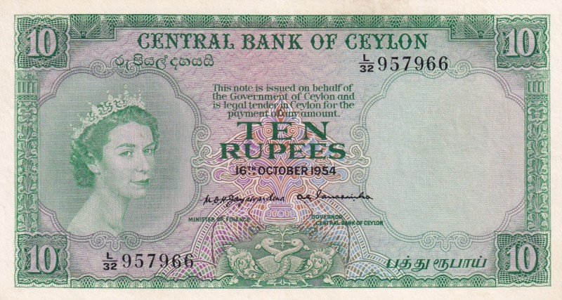 Ceylon, 10 Rupees, 1954, UNC,p55b

Serial Number: L/32 957966
Estimate: 300 -...