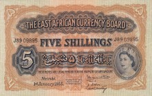 East Africa, 5 Shillings, 1955, AUNC,p33a

Serial Number: J89 09895
Estimate: 300 - 600 USD