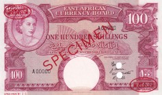 East Africa, 100 Shillings, 1958, UNC,p40s, SPECİMEN

Serial Number: A 000000
Estimate: 1000 - 2000 USD