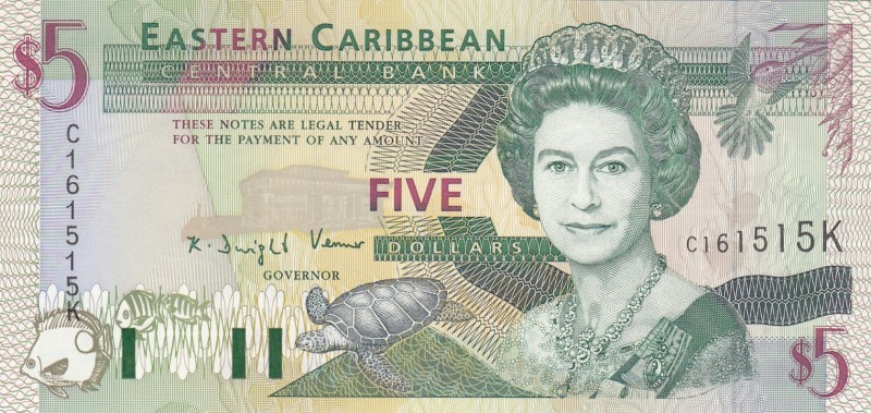 East Caribbean States, 5 Dollars, 1994, UNC,p31k
St. Kids Island
Serial Number...