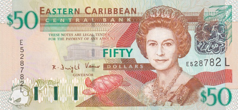 East Caribbean States, 50 Dollars, 2003, UNC,p45l

Serial Number: E 528782L
E...