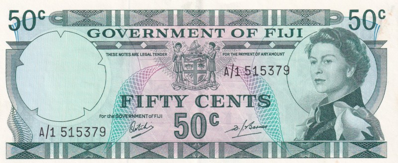 Fiji, 50 Cents, 1969, UNC,p58a

Serial Number: A/1 515379
Estimate: 50 - 100 ...