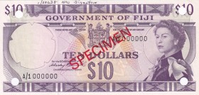 Fiji, 10 Dollars, 1971, UNC,p68s, SPECİMEN

Serial Number: A/1 000000
Estimate: 600 - 1200 USD
