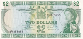 Fiji, 2 Dollars, 1974, UNC,p71c
Sign: Barnes-Tomkins
Serial Number: B/4 855955
Estimate: 75 - 150 USD