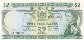Fiji, 2 Dollars, 1974, UNC,p72 

Serial Number: B/2 500006
Estimate: 75 - 150 USD