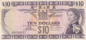 Fiji, 10 Dollars, 1974, XF,p74b
Portrait of Queen Elizabeth II
Serial Number: A/4 244537
Estimate: 100 - 200 USD