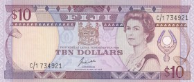 Fiji, 10 Dollars, 1989, UNC,p92a
Portrait of Queen Elizabeth II
Serial Number: C/1 734921
Estimate: 100 - 200 USD