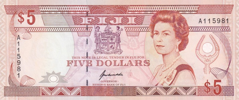 Fiji, 5 Dollars, 1992, UNC,p90a

Serial Number: A 115981
Estimate: 75 - 150 U...