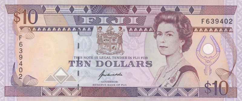 Fiji, 10 Dollars, 1992, UNC,p94
Portrait of Queen Elizabeth II
Serial Number: ...