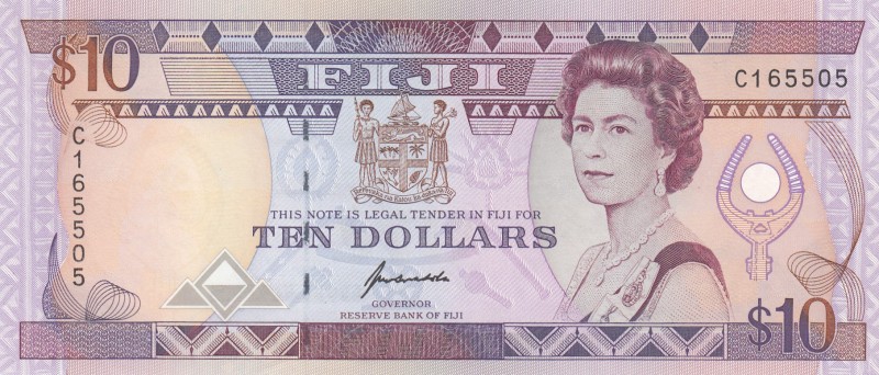 Fiji, 10 Dollars, 1992, UNC,p94
Portrait of Queen Elizabeth II
Serial Number: ...