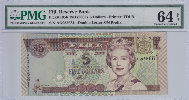 Fiji, 5 Dollars, 2002, UNC,p105b
PMG 64 EPQ
Serial Number: AG 955681
Estimate...