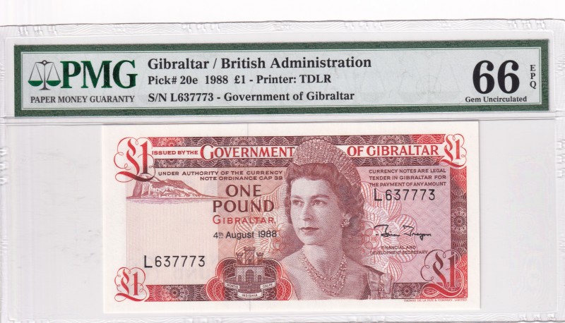 Gibraltar, 1 Pound, 1988, UNC,p20e
PMG 66 EPQ
Serial Number: L 637773
Estimat...