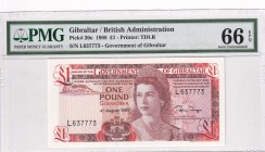 Gibraltar, 1 Pound, 1988, UNC,p20e
PMG 66 EPQ
Serial Number: L 637773
Estimate: 25 - 50 USD