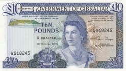 Gibraltar, 10 Pounds, 1986, UNC,p22b

Serial Number: A 918245
Estimate: 50 - 100 USD