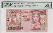 Gibraltar, 50 Pounds, 2006, UNC,p34a
PMG 65 EPQ
Serial Number: AA195162
Estimate: 150 - 300 USD