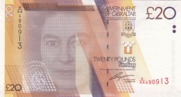 Gibraltar, 20 Pounds, 2011, UNC,p37
Portrait of Queen Elizabeth II
Serial Number: A-AA 490913
Estimate: 40 - 80 USD
