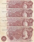 Great Britain, 10 Shillings, 1963, VF,p373b, (Total 4 banknotes)
B295, Sign: Hollom

Estimate: 20 - 40 USD