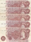 Great Britain, 10 Shillings, 1963, VF,p373b, (Total 5 banknotes)
B294c, Sign: Hollom

Estimate: 25 - 50 USD