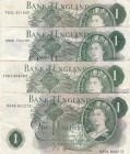 Great Britain, 1 Pound, 1967, XF,p374e, (Total 4 banknotes)
Sign: Fforde

Estimate: 15 - 30 USD