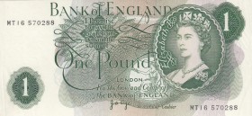 Great Britain, 1 Pound, 1970, XF,p374g, REPLACEMENT
Sign: Page
Serial Number: MT16 570288
Estimate: 15 - 30 USD