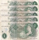 Great Britain, 1 Pound, 1970, VF,p374g, CANCELLED, (Total 5 banknotes)
Sign: Page; banknotes are canceled by punching with a hole on the left side
...