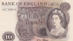 Great Britain, 10 Pounds, 1967, UNC,p376b, "A" First prefix
Sign: Fforde
Serial Number: A87 845763
Estimate: 150 - 300 USD