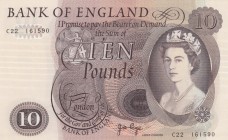 Great Britain, 10 Pounds, 1970-1975, AUNC,p376c
Queen II.Elizabeth potrait
Serial Number: C22 161590
Estimate: 60 - 120 USD