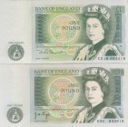 Great Britain, 1 Pound, 1978-81, UNC,p377a / p377b, Different signature, (Total 2 banknotes)
Signs: Sommerset and Page
Serial Number: W30 / CX19
Es...