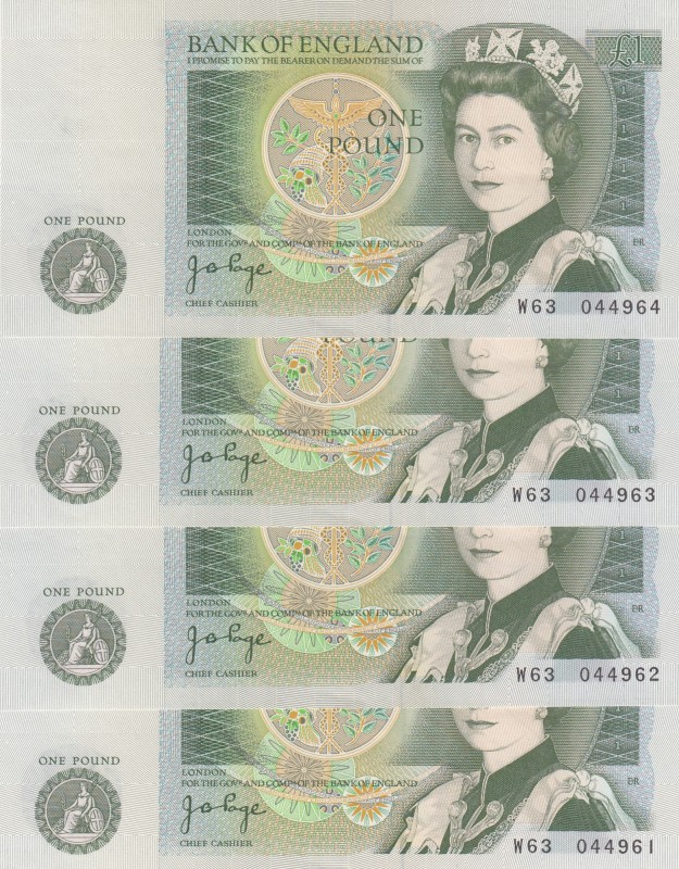 Great Britain, 1 Pound, 1978, AUNC,p377a, (Total 5 consecutive banknotes)
Sign:...