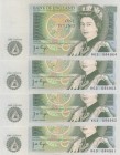 Great Britain, 1 Pound, 1978, AUNC,p377a, (Total 5 consecutive banknotes)
Sign: Page
Serial Number: W63 044961-4
Estimate: 30 - 60 USD
