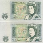 Great Britain, 1 Pound, 1981, AUNC,p374g, (Total 2 banknotes)
sign: Somerset
Serial Number: AS10 /CX22
Estimate: 15 - 30 USD