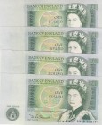 Great Britain, 1 Pound, 1981,p377b, (Total 4 banknotes)
Sign: Sommerset, Two of the banknotes are in UNC, the other two are in AUNC condition.
Seria...
