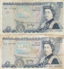 Great Britain, 5 Pounds, 1978, FINE,p378b, Total 2 banknotes)
Sign: Page
Serial Number: 61R 831307 / 18S 111525
Estimate: 15 - 30 USD