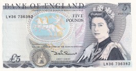 Great Britain, 5 Pounds, 1980, UNC,p378c
Sign: Sommerset
Serial Number: LW36 736382
Estimate: 50 - 100 USD